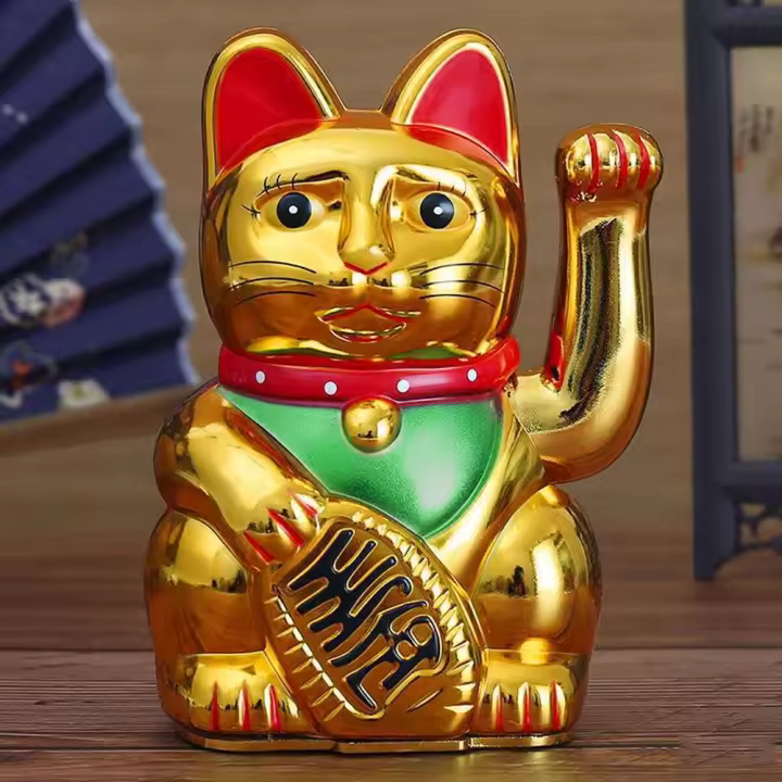 Gato De La Suerte Con Brazo Moviéndose Electrónico 5 Pulgadas Decoración Para Tienda Nueva Regalo Armadura De Plástico Estilo Moderno - 1