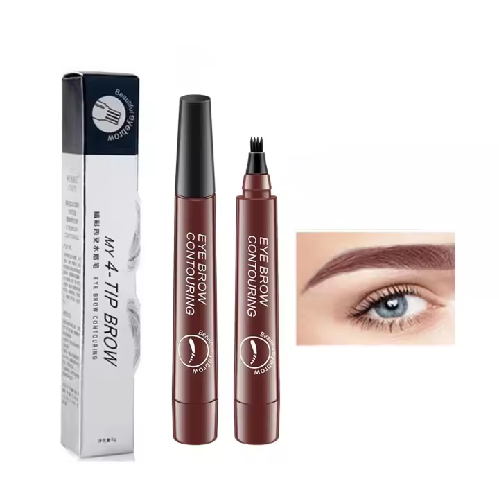 Lápiz de cejas Camelia, Lápiz líquido para cejas Camelia, Lápiz de cejas microblading 3D resistente al agua Camelia, Lápiz de cejas microblading, Lápiz de cejas preciso con 4 puntas, 24 horas de duración (04+02) - 1