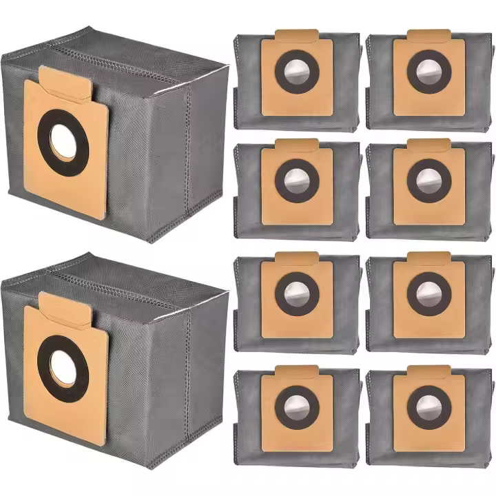 Juego de 10 bolsas para aspiradora - Compatible con Eufy Clean X8 Pro y X10 Pro Omni - Con carbón activado y tecnología antiolor - Filtración de 4 capas - Recoge el 99,9% del polvo - Gris - Bolsas de repuesto de lujo - 1
