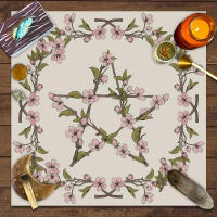 Mantel De Taro 1pc Con Pentágrafo Flor Y Plantas Para Mesa De Brujería Divination Juego De Tablero Decoración Matriz - details 4