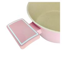 Royal swiss Batería de Cocina Rosa de 10 Piezas en Aluminio Forjado – Antiadherente, Apta para Inducción - cacerola de 20/24/28cm con tapa - sartén grill 28 cm - sartén 24 cm - 1 Cazo 18cm - details 4