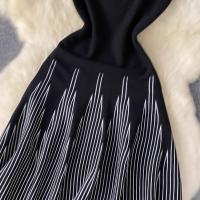 YuooMuoo Vestido Sin Mangas De Hombre Casual Para Verano Blanco Y Negro A-Line O-Cuello Cierre De Pulsera Longitud De Rodilla - details 8