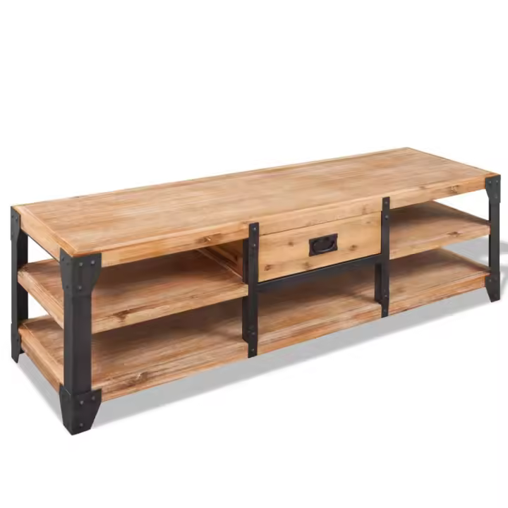 Mueble para TV madera maciza de acacia 140x40x45 cm - 1