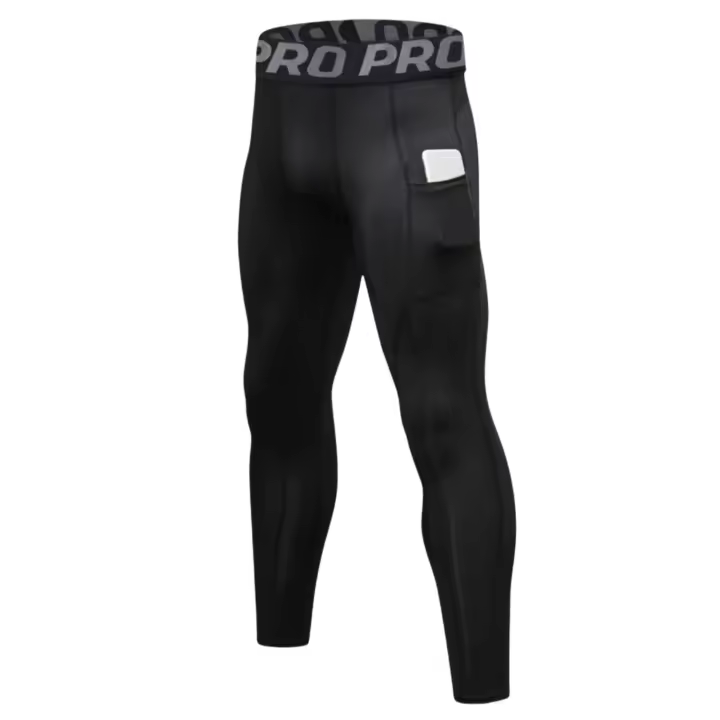Pantalones De Entrenamiento Para Hombre Con Bolsillos Para Teléfonos Mallas Compresivas Húmedas Y Secas Térmicas Con Bolsillos Para Correr - 1