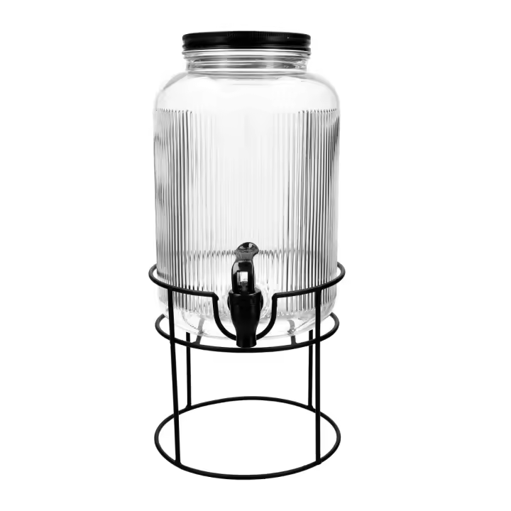 QUID MAISON Dispensador De Bebidas Vidrio 4L Transparente Con relieve Fácil de limpiar Material 100% saludable - 1