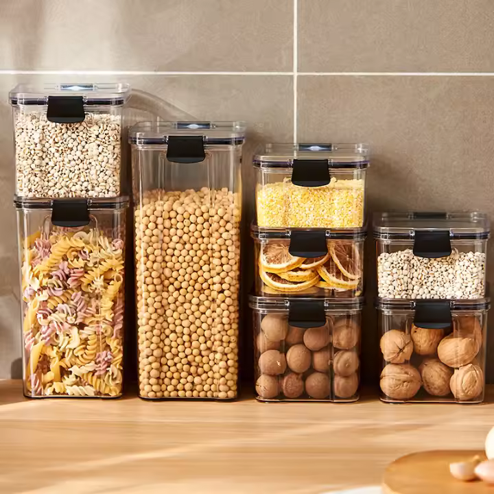 Caja De Almacenamiento De Alimentos Plástica Sellada Para Cereal Caramelo Frutas Desechables Con Tapa Refrigerador Organizador De Cocina - 1