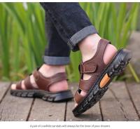 Sandalias Para Hombre Nuevas Zapatillas De Playa Cuero Tacones Antideslizantes Y Gruesos Verano Sandalias De Cuero Para Exteriores - details 3