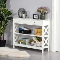 Entrance Console Table Hallway with 2 Drawers and 2 Lower Shelves Modern Furniture Raised Base Anti-tip 100 x 30.5 x 80 cm White - details 7