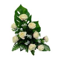 Centro de Flores para Cementerio Ideal para Nicho o Panteón - 8 Rosas Blancas - Medidas 40*50 - details 2