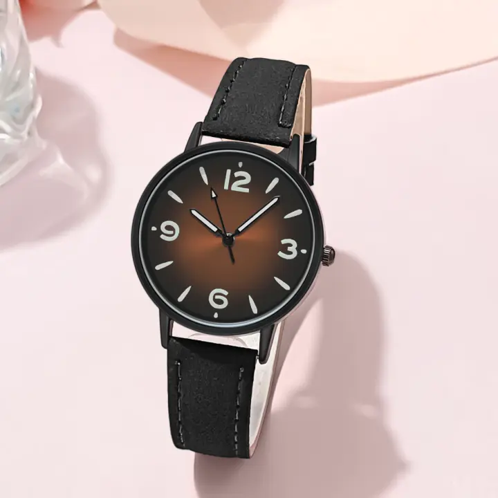 Reloj De Mujer De Cuero PU Cuarzo Moda Reloj De Pulsera Para Damas Con Marcadores Arábigos Y Cierre De Hebilla Regalo - 1