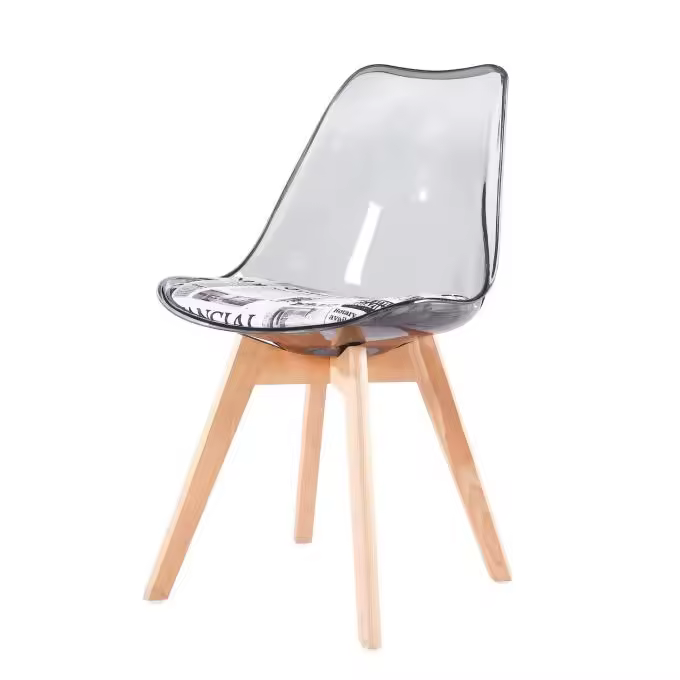 Silla TORRE 4P, madera, transparente, cojín estampado moderno - 1