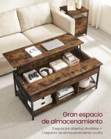 Mesa de centro con tablero elevable, espacio abierto y oculto, ideal para salón comedor, color gris carbón o marrón rústico - details 7