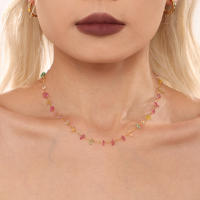 Collar Rosa pulsera de las señoras conjunto de Maple inoxidable de Piedra natural de las cuentos Collar de las mujeres collar de la joyería de lujo de regalo - details 3