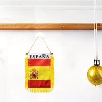 Bandera Española De Ventana Colgante 3x4 Pulgadas 8x12 Cm Bandera Mini Banderín Doble Cara Decoración Para Espejo Retrovisor De Coche Con Borla - details 2