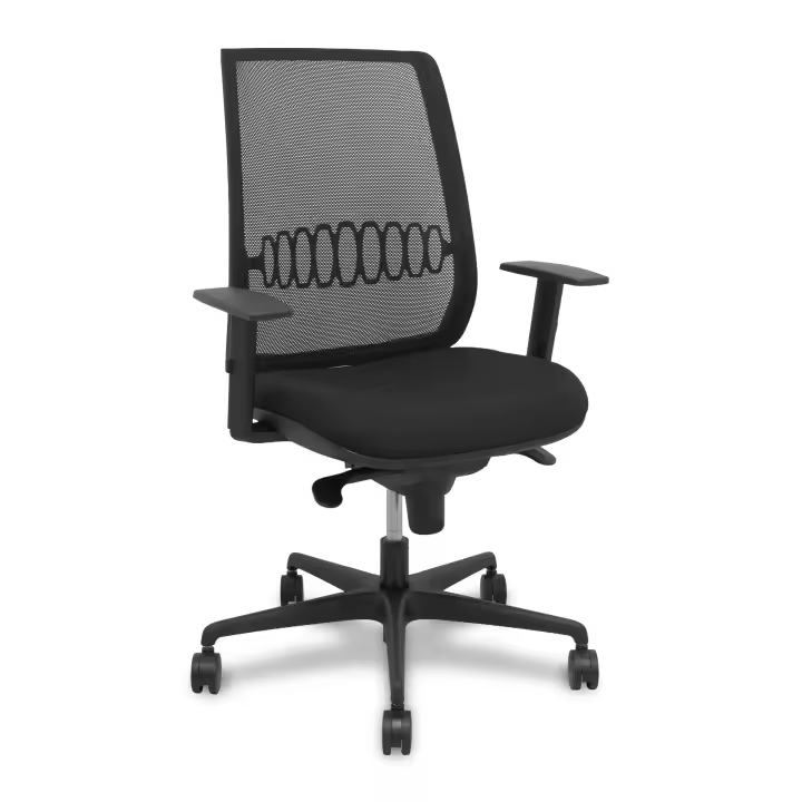 Silla Alares sincro malla negra bali negro brazo regulable. - 1