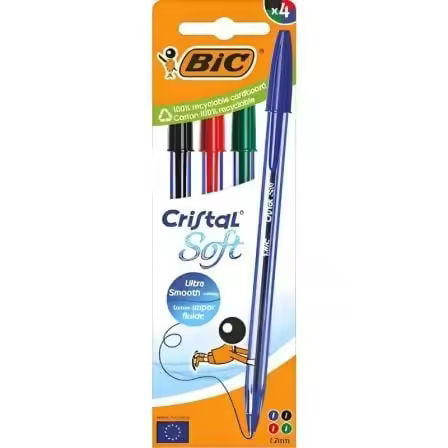 Bolígrafo de Tinta de Aceite Bic Cristal Original 516343/ 4 unidades/ Colores Surtidos - 1