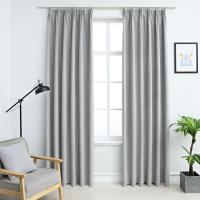 vidaXL Cortinas Opacas con Ganchos 2 Piezas 140x175 cm Crudo Casa Hogar Color Blanco crudo,  Óxido,  Gris y mas - details 2