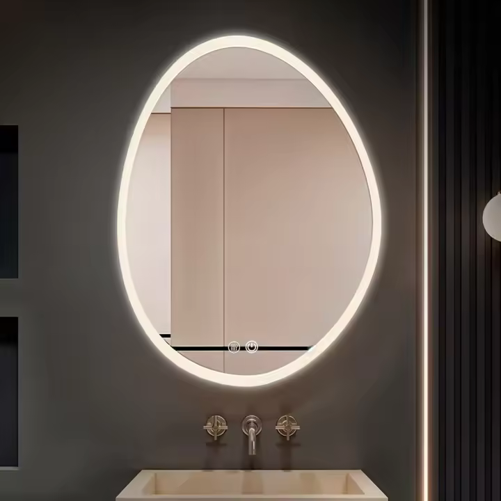 Marctani Espejo Baño Irregular con Luz LED Regulable en 3 Colores - Espejo de Pared ANTIVAHO con Ajuste de Brillo con Memoria e Interruptor Táctil - Espejos Inteligente - 1