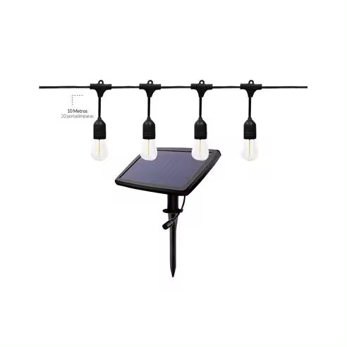 Gsc Evolution Kit Guirnalda Decorativa Solar Helem 10M 20 Portalámparas IP44 - Ahorro de Energía, Duradera, Fácil Instalación - 1