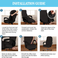 Funda De Silla De Terciopelo Elástica 1Set Cubierta Gruesa Para Café De Internet Cine Silla De Oficina Con Asa Funda De Asiento Giratorio Desmontable Moderno - details 4