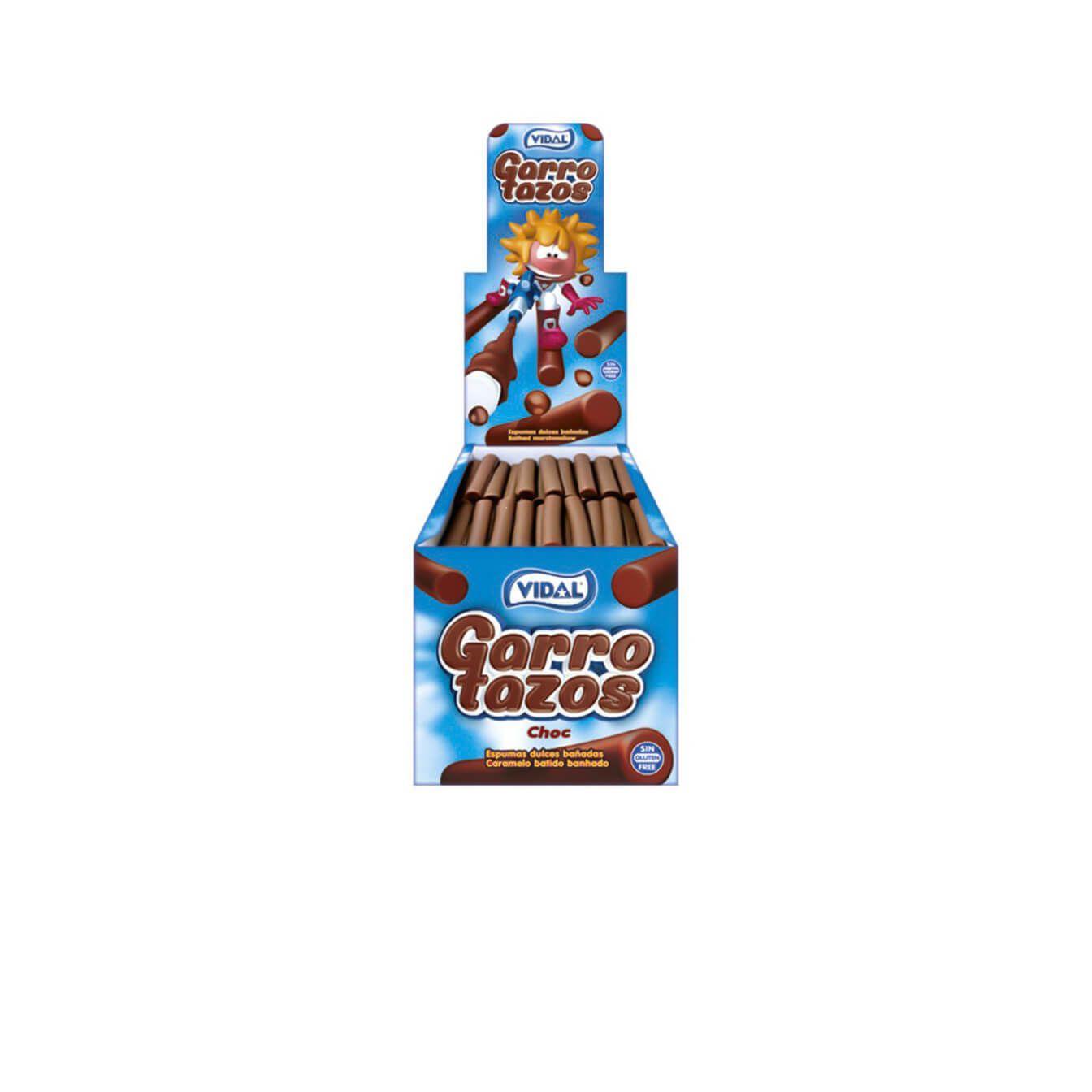 Garrotazos Choco Vidal en estuche 825 g - Deliciosas nubes alargadas con cobertura crujiente de choco y sabor vainilla - Sin gluten - Si tomas la primera necesitarás una segunda y una tercera