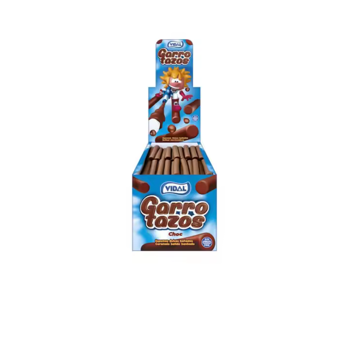 Garrotazos Choco Vidal en estuche 825 g - Deliciosas nubes alargadas con cobertura crujiente de choco y sabor vainilla - Sin gluten - Si tomas la primera necesitarás una segunda y una tercera - 1