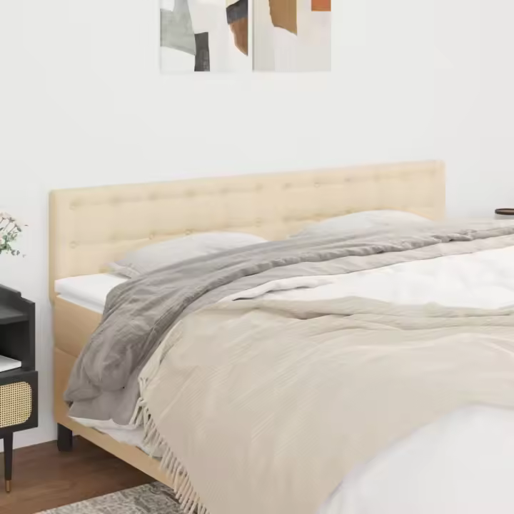 vidaXL Cabeceros 2 unidades de tela color crema 100x5x78/88 cm - 1