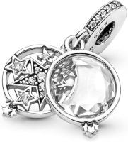 PANDORA Abalorio Colgante Doble de Estrella magnificada, Plumas de momentos compatibles, joyería para Mujer, para Mujer Gift, fabricado con Plata de ley y circonto cúbica, 1 Count, viene con El original embalaje de Caja de Giunte. - details 2