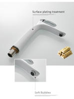 Grifo De Baño Blanco Mezclador De Cromo Para Inodoro Y Fregadero Con Acabado En Oro Y Plata Cerámica Monomandoz Agua Caliente Y Fría - details 25
