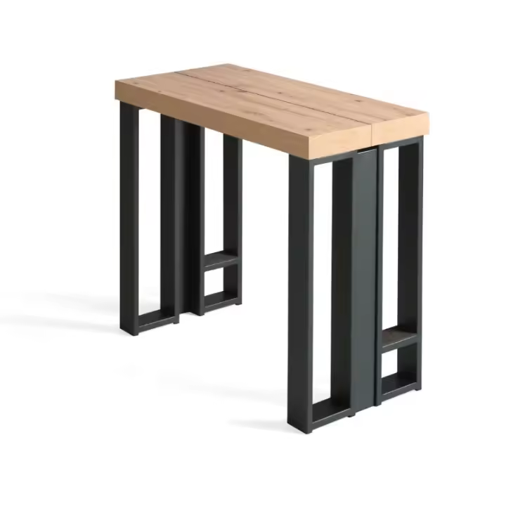 MOBELCENTER - Mesa Comedor Extensible Consola Patas Metálicas, Color Sable y Patas metálicas Negras, Medidas 77 cm Alto x 90 cm x 45 cm (245 cm) de Largo (1510) - 1