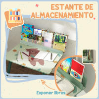 AIYAPLAY Mesa y Silla Infantiles de 2 Piezas Mesa Infantil con Silla y Estante para Libros Escritorio para Niños de +3 Años para Sala de Juegos - details 4