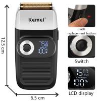 Afeitadora Eléctrica Recargable Kemei 2 En 1 Para Hombres Con Pantalla LCD Reciprocante Portátil Sin Cable Con Trimmer De Barba KM-2027 - details 1
