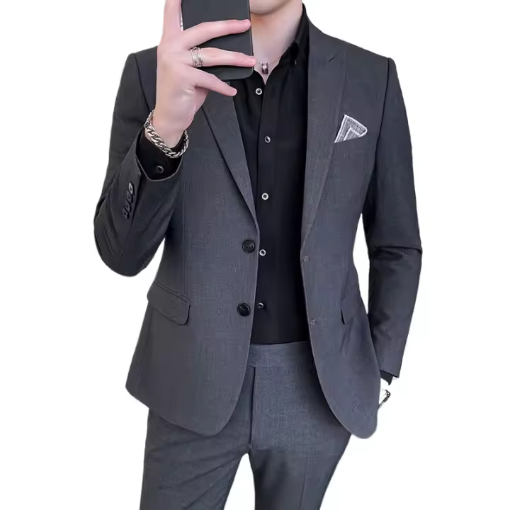 Traje De Boda Para Hombre 2025 Moda Elegante Conjunto De Dos Piezas Ajustado M-4XL Pantalones De Banquete Todo En Uno - 1