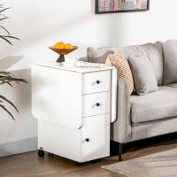 HOMCOM Mesa de Comedor Plegable con Ruedas Alas Abatibles 2 Cajones y Armario Mesa Auxiliar Multifuncional para Estudio Cocina 120x60x76,5 cm Blanco - details 4