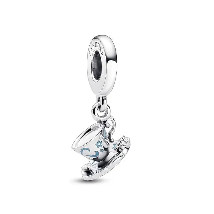 PANDORA Adorno Taza de Te de Plata de Lei con Esmalta Azul 792207 C01 Marca, Comes con el embalaje de Caja de Giunte original. - 1