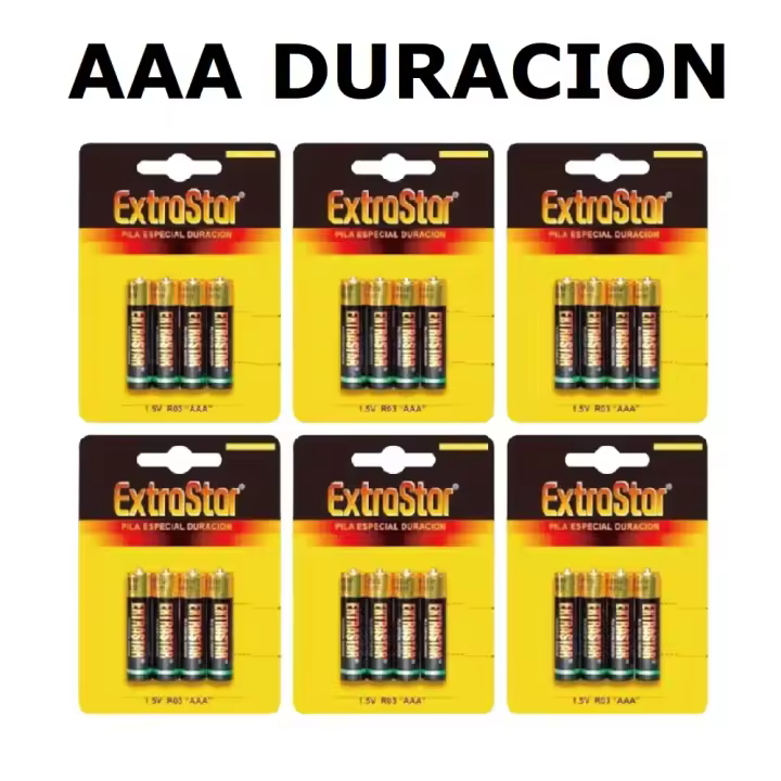 PILA AAA 1.5V R03 ESPECIAL DURACION,CAJA DE 6 PACK DE 4 UNIDADES,24 PILAS,PARA MANDO,EXTRASTAR,FESPU - 1