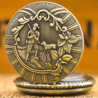 Reloj De Bolsillo Cuarzo Para Hombres Y Mujeres Con Patrón De Perro Y Césped Bronce Vintage Regalo Para Estudiantes Universal Time - details 3