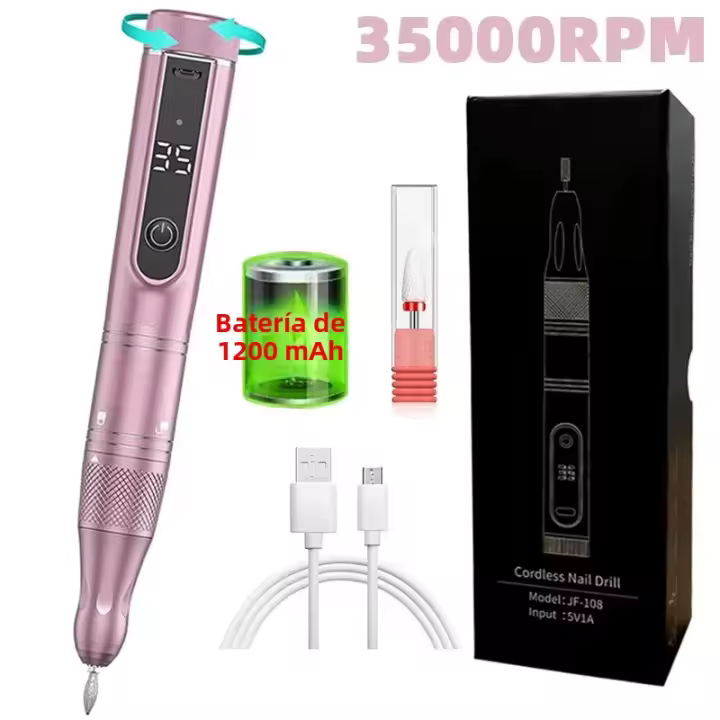 Máquina De Uñas Eléctrica Recargable USB 35000RPM Con Pantalla LED Para Esmalte De Gel Y Manicura Sin Cable Kit De Herramientas De Manicura - 1