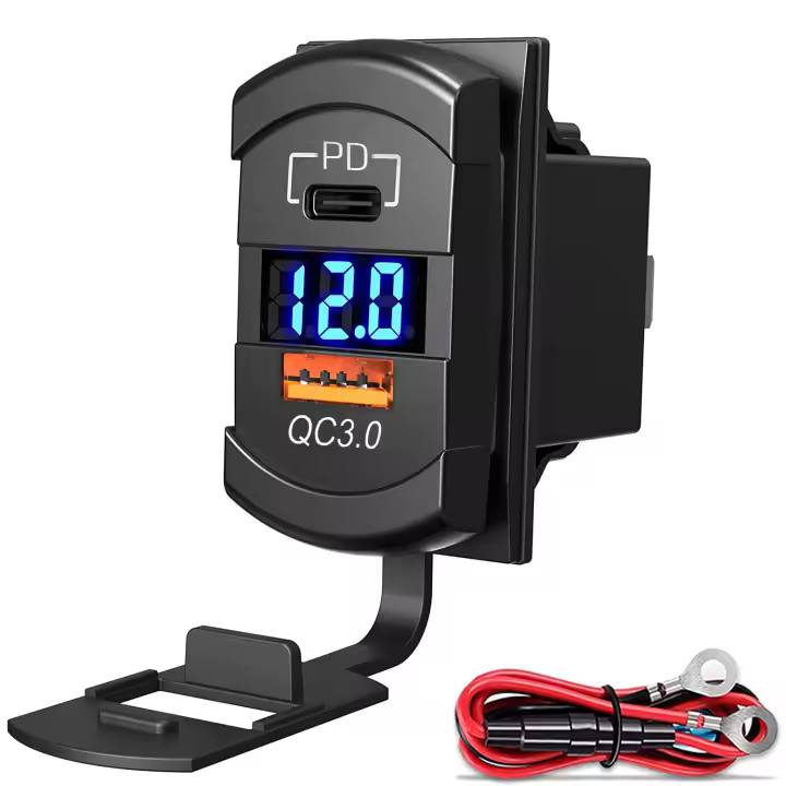 Cargador De Coche PD QC 48W Adaptador Automóvil Impermeable Y Anti-Polvo 12-24V Con Dos Puertos USB Para iPhone Xiaomi Samsung - 1