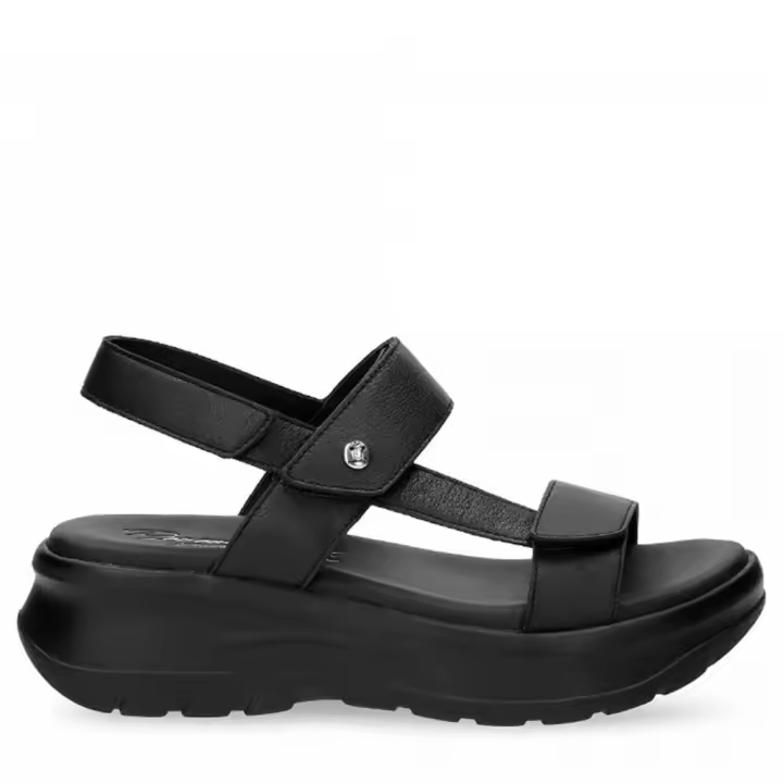 Sandalia Mujer PANAMA JACK NOOR B1 en Piel Negra Cómoda y Elegante con Velcros y Planta Anatómica - 1