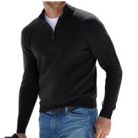 Sudadera cálida para hombre, suéter informal con media cremallera, cuello en V, manga larga, Color sólido, Top de otoño e invierno - details 2