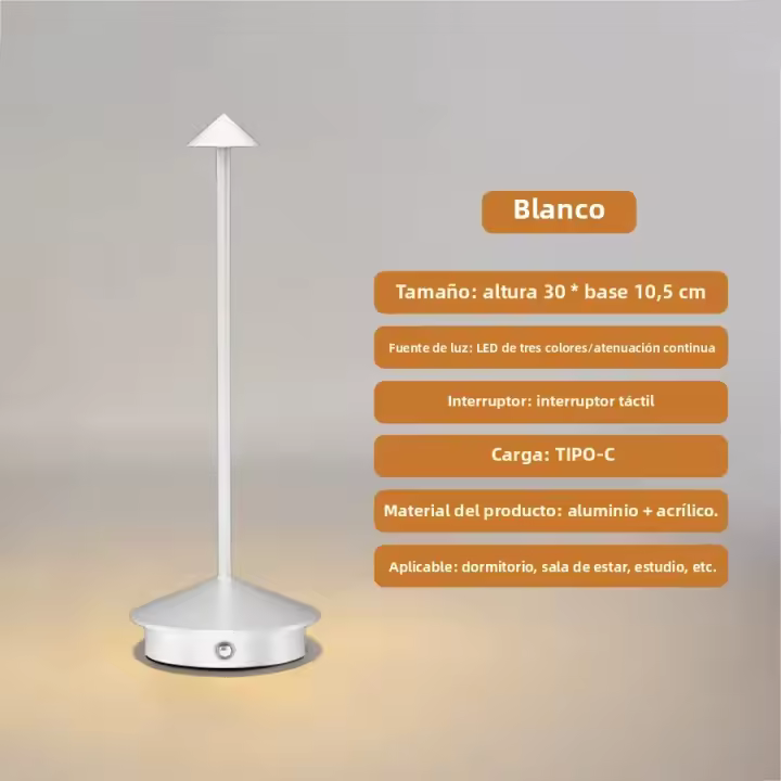 Lámpara De Mesa LED Recargable Creativa Para Comedor Con Iluminación Táctil 3 Niveles De Brillo Para Decoración De Dormitorio Bar Café Tabla Luz Moderna Estilo Iron - 1