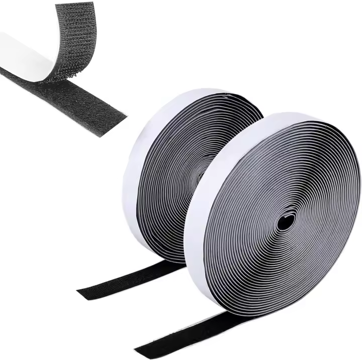 Cinta de velcro autoadhesiva, 10 metros, extrafuerte, doble cara, con cierre de velcro, 20 mm de ancho, almohadilla autoadhesiva y cinta de gancho (negro) - 1