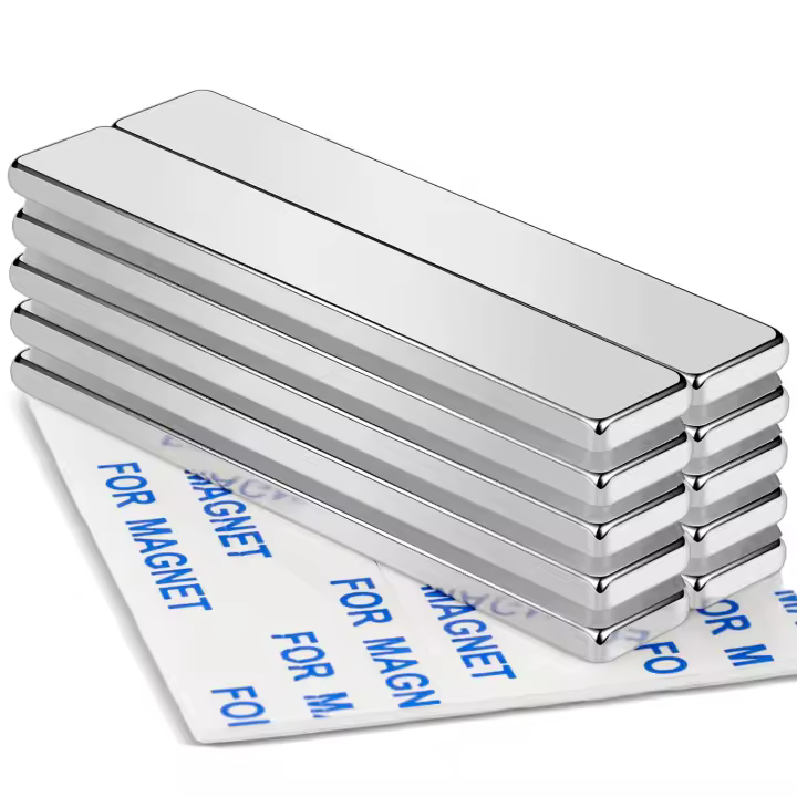 Imanes de neodimio de tierras raras potentes, imanes de barra con adhesivo de doble cara, perfectos para refrigerador, garaje, cocina, oficina, 60 x 10 x 3 mm, paquete de 10 - 1