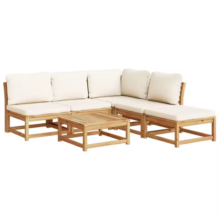 vidaXL Juego de muebles jardín 6 pzas con cojines madera maciza acacia - 1