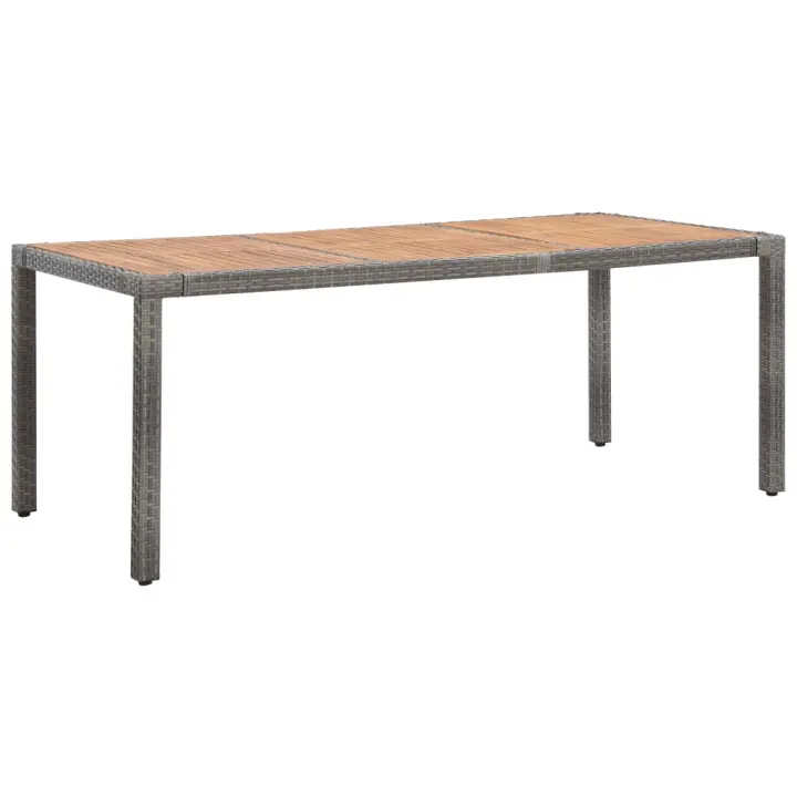 Mesa de Jardín Ratán PE gris Madera Acacia maciza 190x90x75cm - 1