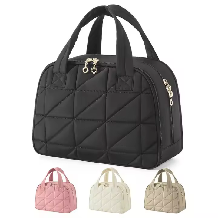Travel Toiletry Bag Large Wide Opening Travel Bag Suitable for Toiletry Bag Fluffy Makeup Travel Bag with Handle, Black - 1