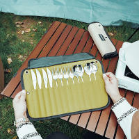 Bolsa De Almacenamiento De Cuchillería Portátil Para Camping Resistente Al Agua Pouch Roll up Para Cucharas Cuchillos Y Chopsticks - details 1