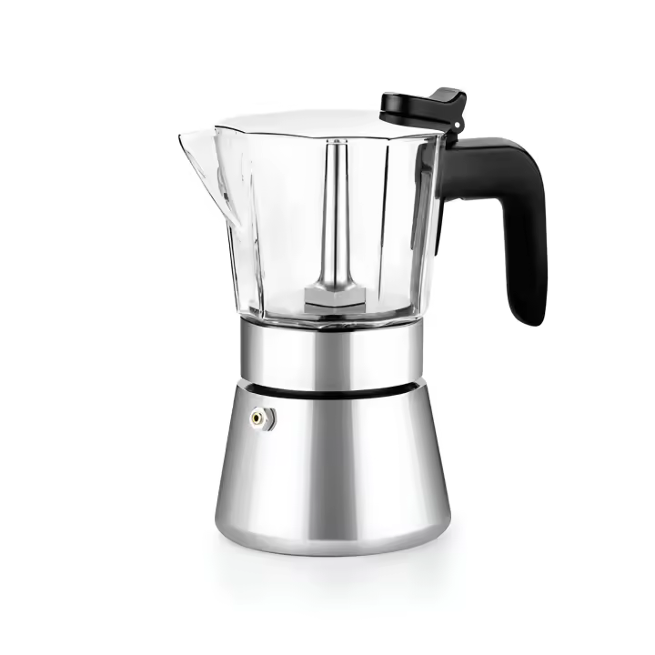 Bra Flavour Crystal A170592 - Cafetera para 10 Tazas Inox, Cuerpo de Vidrio, para Cualquier Tipo de Cocina - 1