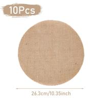 10pcs Tapetes Redondos De Lino Jute Para Mesa De Comedor Decoración De Fiesta Navidad Boda Modernos Para Vajilla Y Tazas - details 6